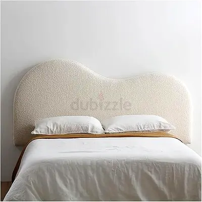 Curved Upholstered Headboard - Off-White Bouclé, Queen/King