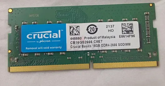Crucial 16GB DDR4-2666 SODIMM RAM (CB16GS2666.C8ET) - Single Stick