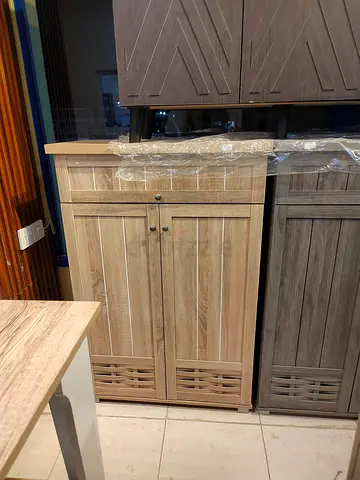 Wooden Storage Shoe  Cabinet / Cupboard - Light Oak Finish, 2 Doors