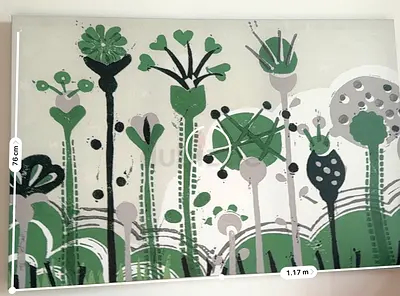 Large Green Abstract Floral Wall Art Canvas - 1.17m x 0.76m