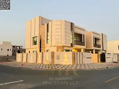 Luxury corner villa for sale in Al Bahia | Two floors + roof | 6 master bedrooms | Land area 3014 sq ft, built-up area 3800 sq ft | Prime location and