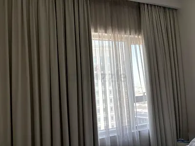 light light green blackout curtains with white sheer panels - set of 2