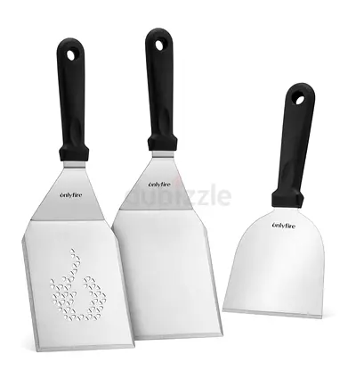 Set of 3 Stainless Steel BBQ Spatulas with Plastic Handles