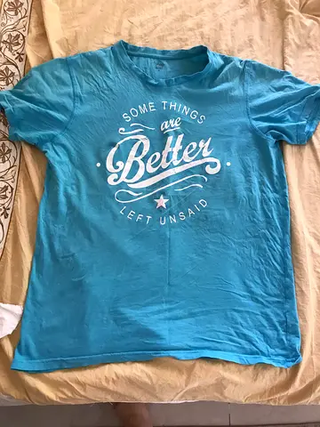 Light blue graphic cotton T-shirt, size M