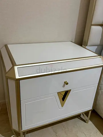 Danube Home Bedroom Set White King Bed wardrobe, dresser, and 2 bedside tables.