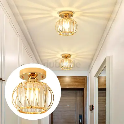 Modern Crystal Ceiling Light Fixtures in Gold