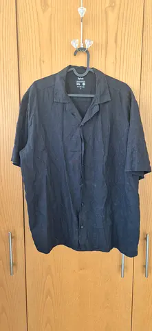 Mens Short Sleeve Casual Button-Up Shirt - Black, Size M