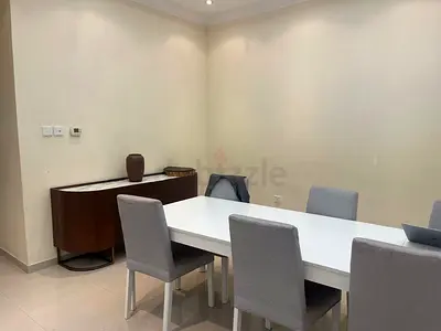 White Dining Table with 4 Grey Chairs - Good Condition