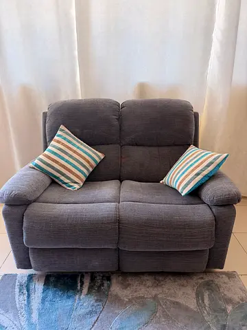 Grey Fabric Recliner Sofa