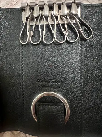 Salvatore Ferragamo Black Leather Key Holder
