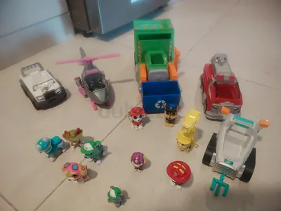 Paw Patrol Toy Vehicles and Character Figures - Assorted Set (Good Used Condition) 4 vehicles and 10