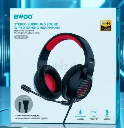BWOO BO-BX024 Wired Gaming Headset with Mic - Stereo Surround, Hi-Fi Audio
