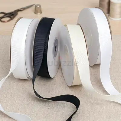 Assorted Grosgrain Ribbon Rolls - White, Ivory Black (Crafting Supply)