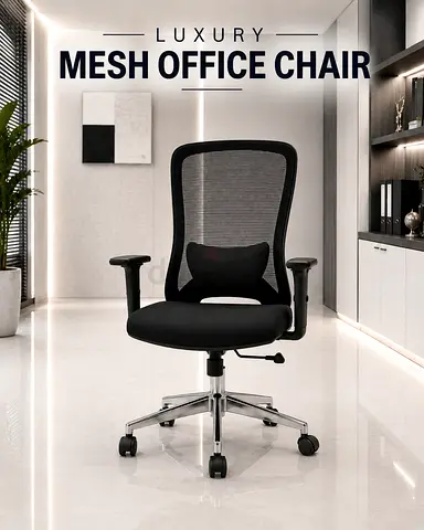 Luxury Mesh Office Chair – Ergonomic High Back Chair with Adjustable Headrest