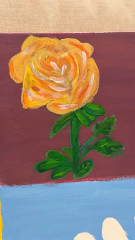 Handmade Yellow Rose Acrylic Painting