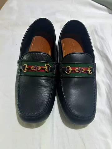 Gucci Blue Leather Loafers with Horsebit Detail - Size uk 9