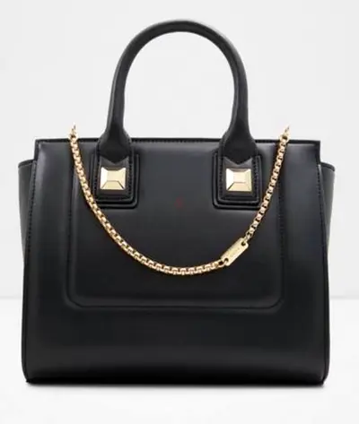 Black ALDO Handbag with Gold Chain Detail