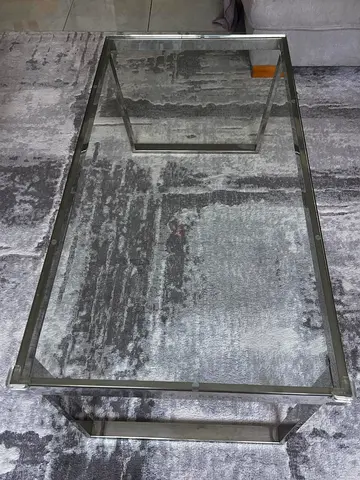 Glass Top Coffee Table  and 2 side tables with Stainless Steel Frame - Modern Design