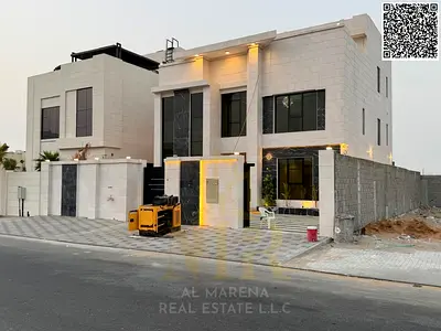 Luxury villa with swimming pool in Al-Aliya, modern design and complete finishing