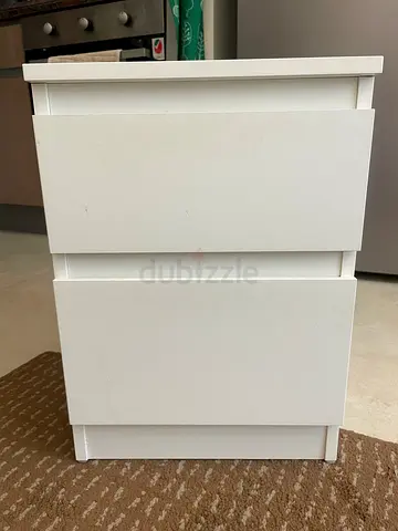 Ikea Modern White 2-Drawer Bedside Table / Nightstand – Excellent Condition