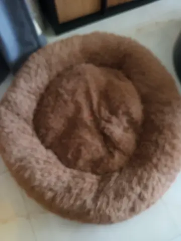 Round Plush Brown Pet Bed - Soft Cozy Cushion large 90cms