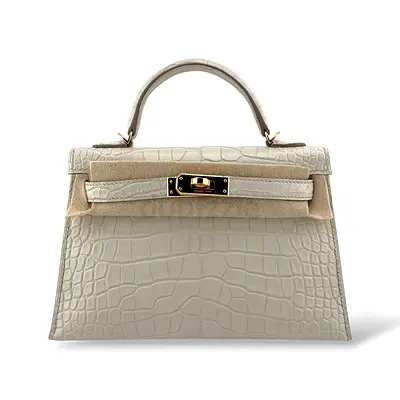 Hermes Kelly Mini Beton Matte Alligator GHW