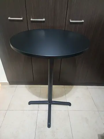 Round Black Bar Table - Compact High Bistro Table