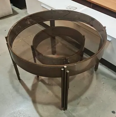 Set of 2 luxury Round Nesting Coffee Tables with Glass Tops