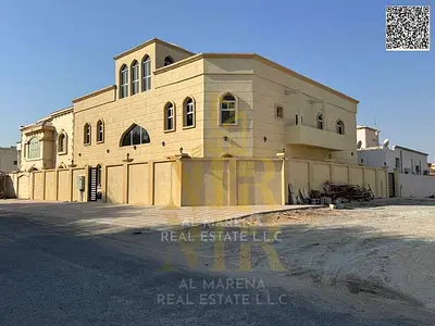 Corner villa suitable for multiple families, two floors plus a rooftop, freehold, in one of Ajman's most prestigious areas on a main street. Al Muwai