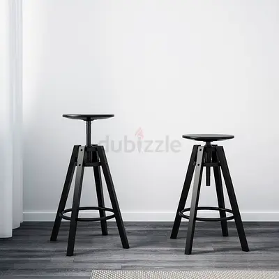 IKEA DALFRED Adjustable Wooden Bar Stool — Round Seat, Height 63–74 cm