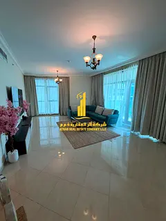 Luxury apartment, second occupancy, two bedrooms, living room, and balcony. Ajman Corniche. availabl