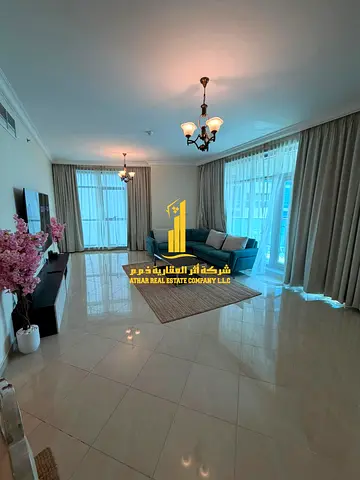 Luxury apartment, second occupancy, two bedrooms, living room, and balcony. Ajman Corniche. available for monthly rent.