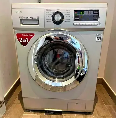 LG 2-in-1 Front Load Washer Dryer 8kg/4kg - Silver, Good Condition