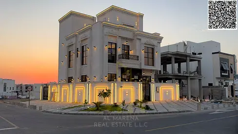 A luxurious modern villa in Al-Haliu 2, elegantly designed for family living, priced inclusive of registration fees.