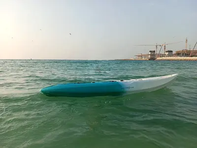 Single-person sit-on-top kayak - good condition. Point 65 brand. Comes with paddle and seat