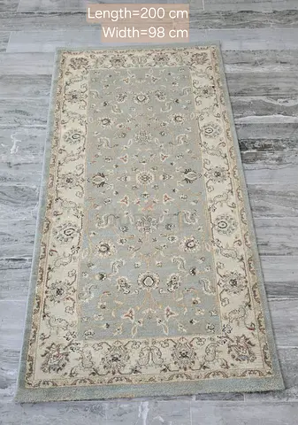 Light Grey Traditional Runner Rug 200x98 cm