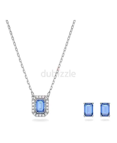 Swarovski Millenia Necklace Set Blue Rhodium Plated