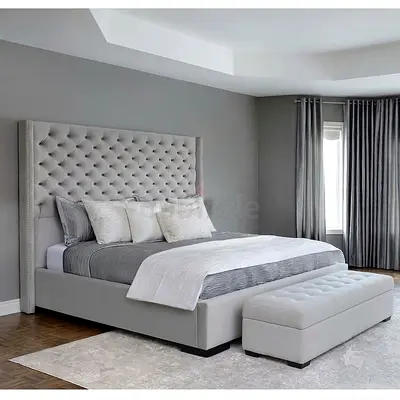 Custom made High Headboard super king bed with ottoman box provided with warranty in Dubai