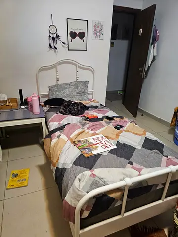 Single white metal bed frame with headboard and footboard - good condition