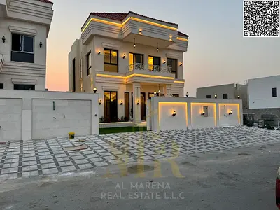 Luxury villa for sale in Al Helio 2 – Ajman | 3,014 sq ft | 4 master bedrooms | Majlis and living room | Modern kitchen | Contemporary luxury design |