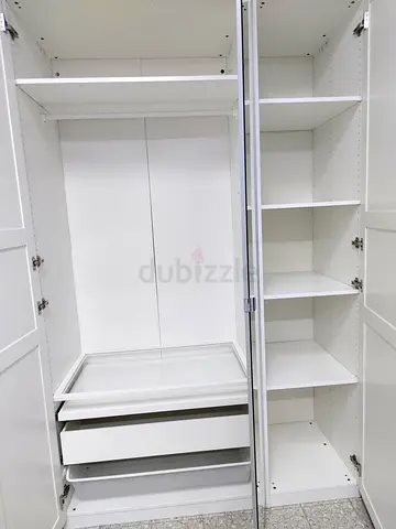 IKEA PAX White Wardrobe with Shelves and Drawers - Good Condition