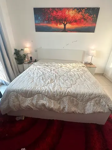 300 aed  Ikea MALM bed In very good condition Queen size bed ( 160x 200 cm) with side tables