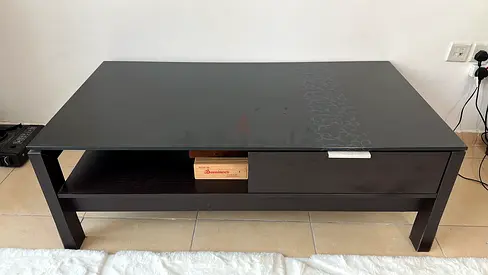Modern Black Coffee Table with Floral Pattern