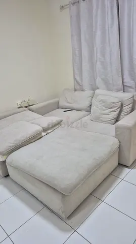 Light grey 6-seater cloud sofa with ottoman - good condition