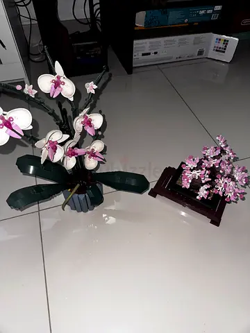 Artificial Orchid and Small Decorative Flower Pot - Set of 2