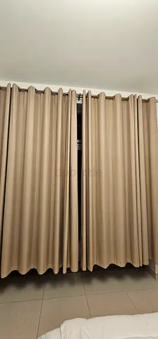 Beige Floor-to-Ceiling Blackout Curtains - Set of 2 Panels 320x300cm