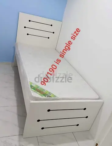 Single bed frame with mattress - white,  90X190 CM
