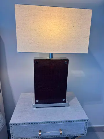 Twin Luxury Table Lamps – Faux Crocodile Leather  Chrome Base – Excellent Condition