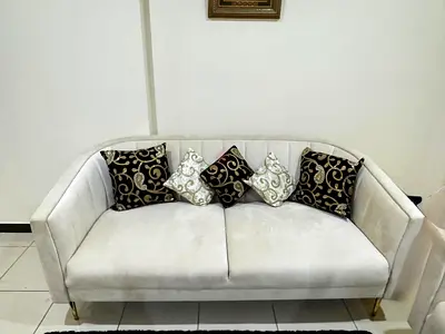 3 Piece (3+2+2) Velvet Sofa Set with Decorative - Light Beige