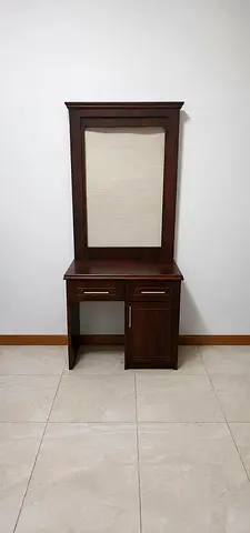 Wooden Dressing Table with Mirror Panel and Storage